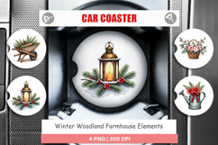 Winter Woodland Farmhouse Car Coaster Product Image 1