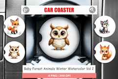 Baby Forest Animals Winter Car Coaster Product Image 1