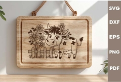 Baby Cow Design, Cutting board SVG, Laser cut SVG Product Image 1