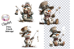 Christmas, Snowman, Ephemera, PNG, Clipart, Junk Journal Product Image 1