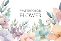 Watercolor Flower Clipart PNG, Decorative Floral Clipart Product Image 1