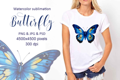 Butterfly Blue Yellow Insect Watercolor Illustration Animal Product Image 1