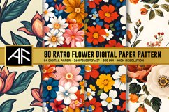 80&#039;s Retro Flower Digital Paper Pattern Product Image 1