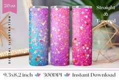Glitter Tumbler Sublimation, Neon Pink Tumbler Wrap Design Product Image 1