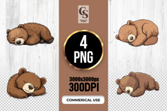 Sleeping Bear Clipart Sublimation PNG Product Image 1