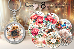 Motivating inscription 6 | 8 Car coaster &amp; key chain designs Product Image 1