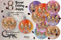 Watercolor Coffee Gnome | Round earring sublimation designs Product Image 1