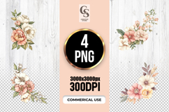 Vintage Floral Corner Clipart Sublimation PNG Product Image 1