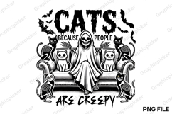 Cats People Are Creepy ,skeleton Cat PNG, Halloween PNG Product Image 1