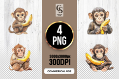 Baby Monkey Banana Clipart Sublimation PNG Product Image 3