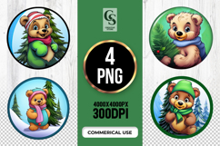 Cute Winter Bear Clipart Sublimation PNG Product Image 1