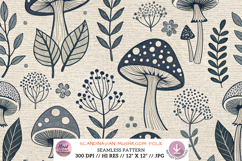 Scandinavian Mushroom Folk Scrapbook Paper, Digital Paper Product Image 1