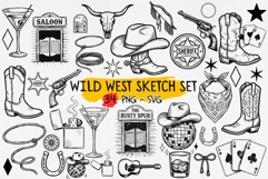 Western Clipart Set SVG PNG - Wild West Cowboy Graphics Product Image 1
