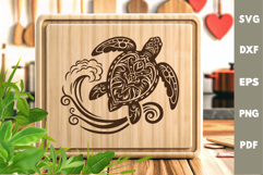 Turtle Design, Underwater World, Cutting board, Laser SVG Product Image 1