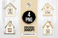 Cute Heart Cottage House Clipart Sublimation PNG Product Image 1