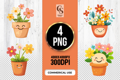 Cute Flower Pot Cartoon PNG Product Image 1