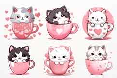 Sweet Cat Valentines Day Clipart Bundle, Valentine Cat Product Image 2