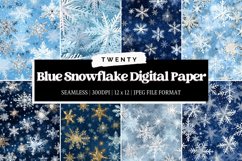 Blue Snowflake Digital Paper Bundle, Craft Paper Product Image 1