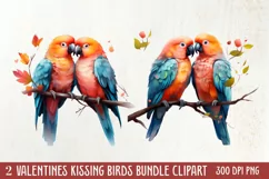 Breeds of Valentine Kissing Birds, Valentine's Day Clipart Product Image 1