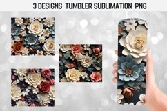 BUNDLE 3D Flowers Skinny Tumbler Wrap Sublimation Design PNG Product Image 12