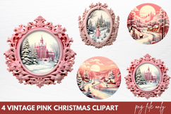 Vintage Pink Christmas Clipart Product Image 1