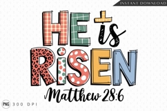He Is Risen Colorful Easter Sublimation PNG Product Image 1