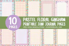 Pastel Floral Gingham Junk Journal Pages Product Image 1