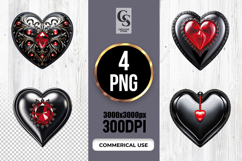Gothic Black Jewel Heart Clipart Sublimation PNG Product Image 1