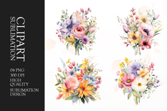 Watercolor Spring flower clipart PNG Product Image 1