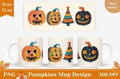 Funny Pumpkins Mug Wrap Design, Halloween Coffee Mug Product Image 1