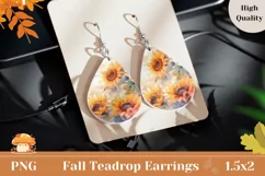 Watercolor Sunflowers Teardrop Earrings, Flowers Sublimation Product Image 1