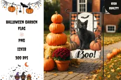 Boo Halloween Garden Flag, Halloween Cat Garden Flag PNG Product Image 1