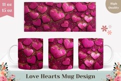 Pink Hearts Mug Wrap, Love Mug Sublimation Design Product Image 1