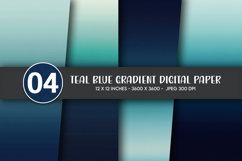 Teal Blue Gradient Digital Paper Product Image 1