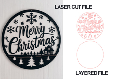 Merry Christmas Round Sign SVG Laser Cut File Product Image 1
