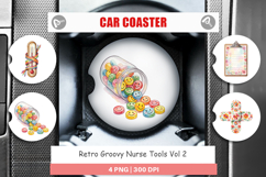 Retro Groovy Nurse Tools Car Coaster Product Image 1