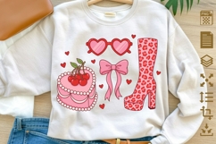 Coquette Valentine Sublimation PNG - Retro Heart Cake &amp; Leop Product Image 1