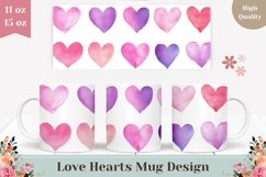 Love Mug Design, Purple Love Hearts Mug Sublimation Design Product Image 1