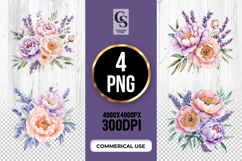 Lavender Peony Flower Clipart Sublimation PNG Product Image 1