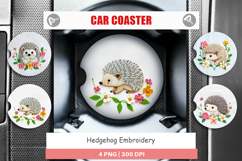 Car Coaster Hedgehog Embroidery Product Image 1