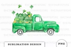 Vintage Green Truck, St. Patrick's Day Sublimation design Product Image 1