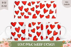 Love Hearts Mug Wrap Design, Valentines Day Mug Template Product Image 1