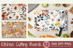 Natural Chic Flowers Cutting Boards sublimation Design Product Image 1