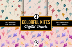 Colorful Kites Pattern Digital Paper Product Image 1