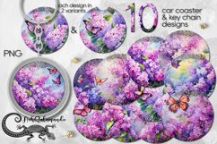 Lilac bush | 10 Car coaster &amp; key chain sublimation Designs Product Image 1