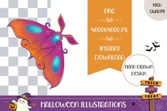 Hand Drawn Halloween Illustration, Cartoon Moth PNG Product Image 1