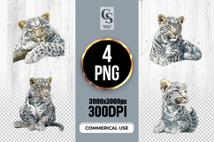 Watercolor Snow Leopard Clipart Sublimation PNG Product Image 1