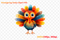 Watercolor Thanksgiving Turkey Clipart PNG Product Image 1