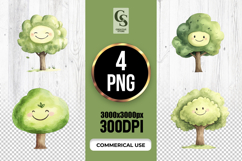 Cute Smiling Tree Clipart Sublimation PNG Product Image 1