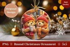 Cartoon Teddy Bear Ornament, Christmas Round Ornament Design Product Image 1